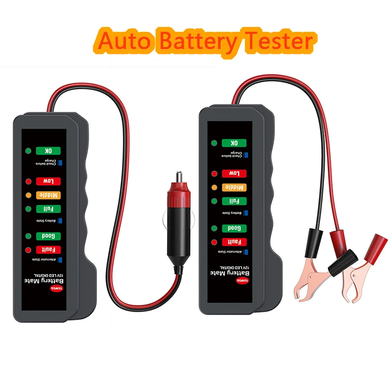Mini 12v Car Battery Tester Digital Alternator Tester 6led Lights