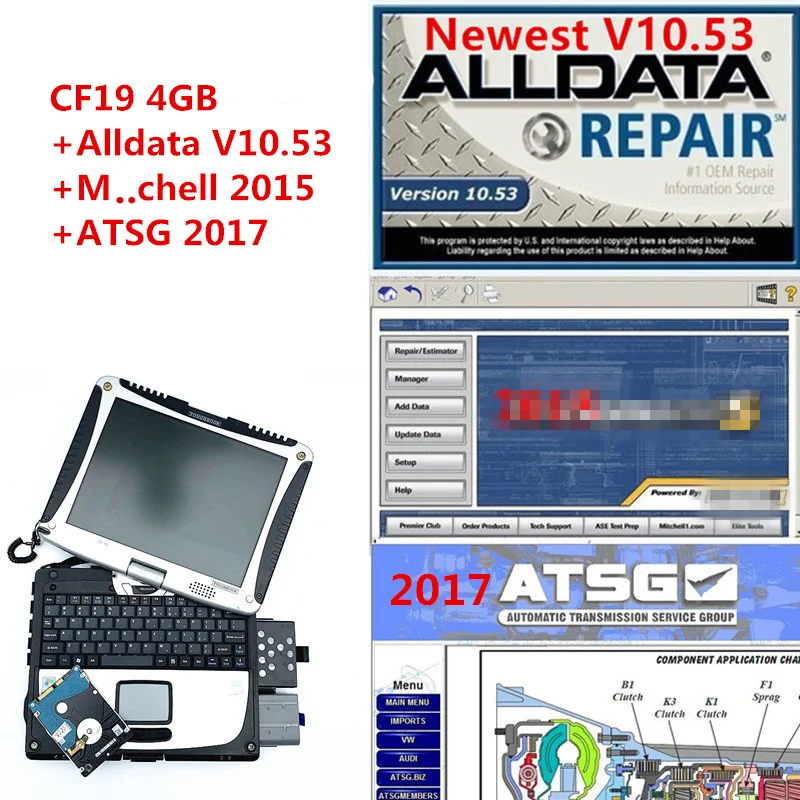 CF19 Alldata 10 53 и M .. chell on Dem d 2015 ATSG программное обеспечение для ремонта авто 3 в 1 TB