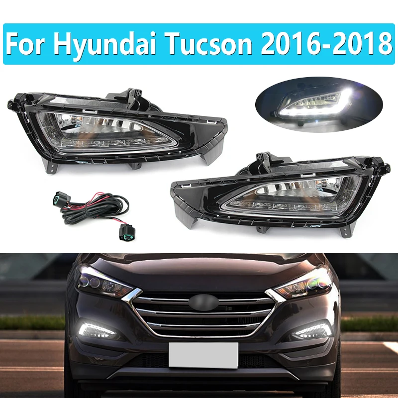 1 комплект для Hyundai Tucson 2016 2017 2018 Светодиодные ДХО фары Противотуманные Крышка