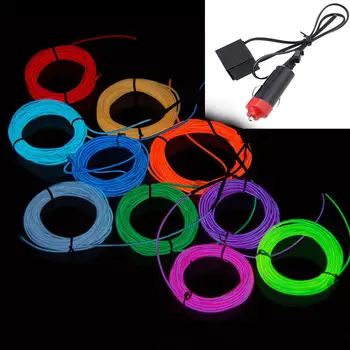 

POSSBAY 5M Car Flexible Neon Light El Strip Tube Wire 10 Colors 12V Inverter Las Luces Luzes Luci Leuchten Verlichting Styling