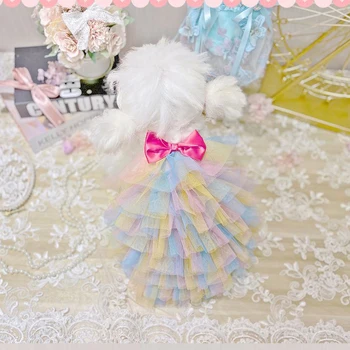 

Colorful Bow Lace Dog Dress Vest Pet Products High Quality Clothing For Dogs Cat Chihuahua Teddy Pet Puppy Dog Clothes Rabbit