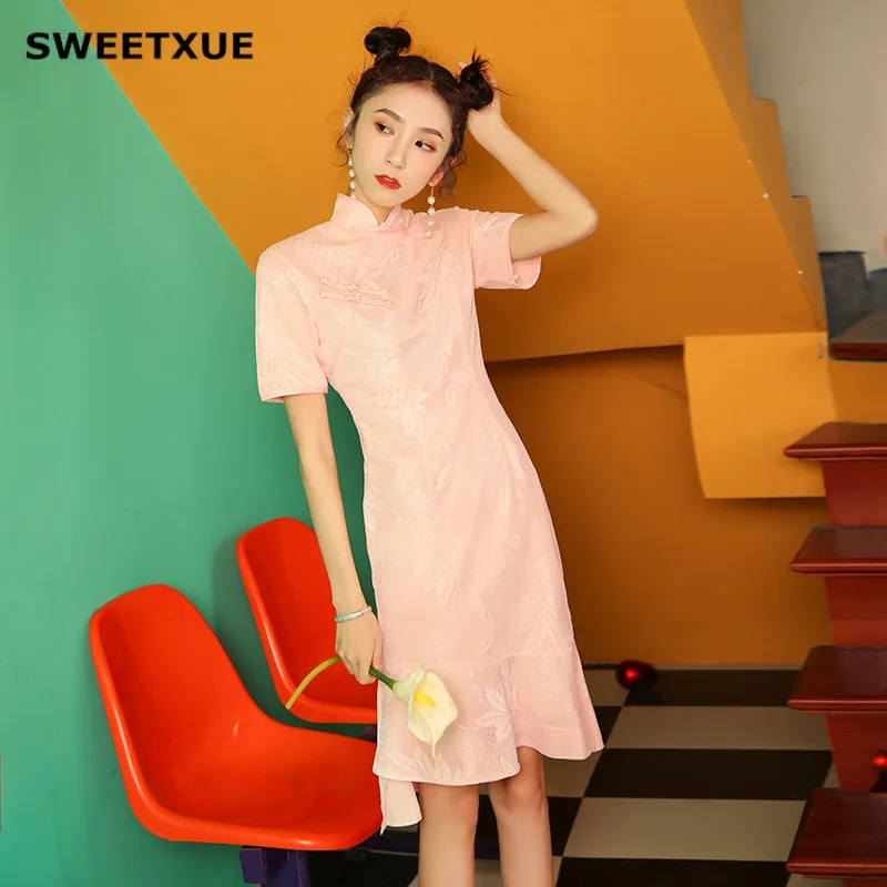 SWEETXUE летний элегантный Qipao платье современный Повседневный костюм для