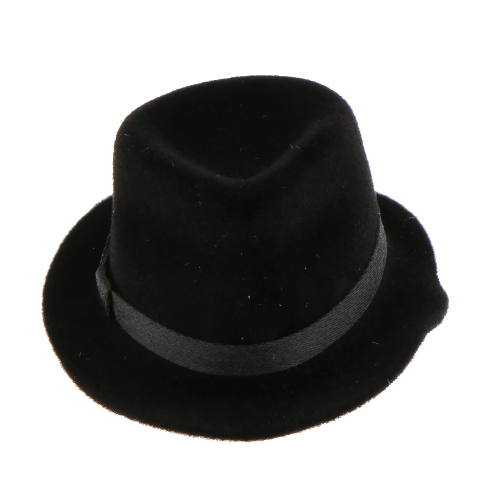 1/6 Scale Action Figure Doll Outfits, Black Top Hat for  ,  12 inch Male Body Model Leather Suit