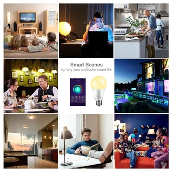 

Tuya Smart Life Wifi Smart WiFi Light Bulbs, E27 10W 900Lm 2700K Soft Light RGB Color Changing Bulbs for Alexa IFTTT Google Home
