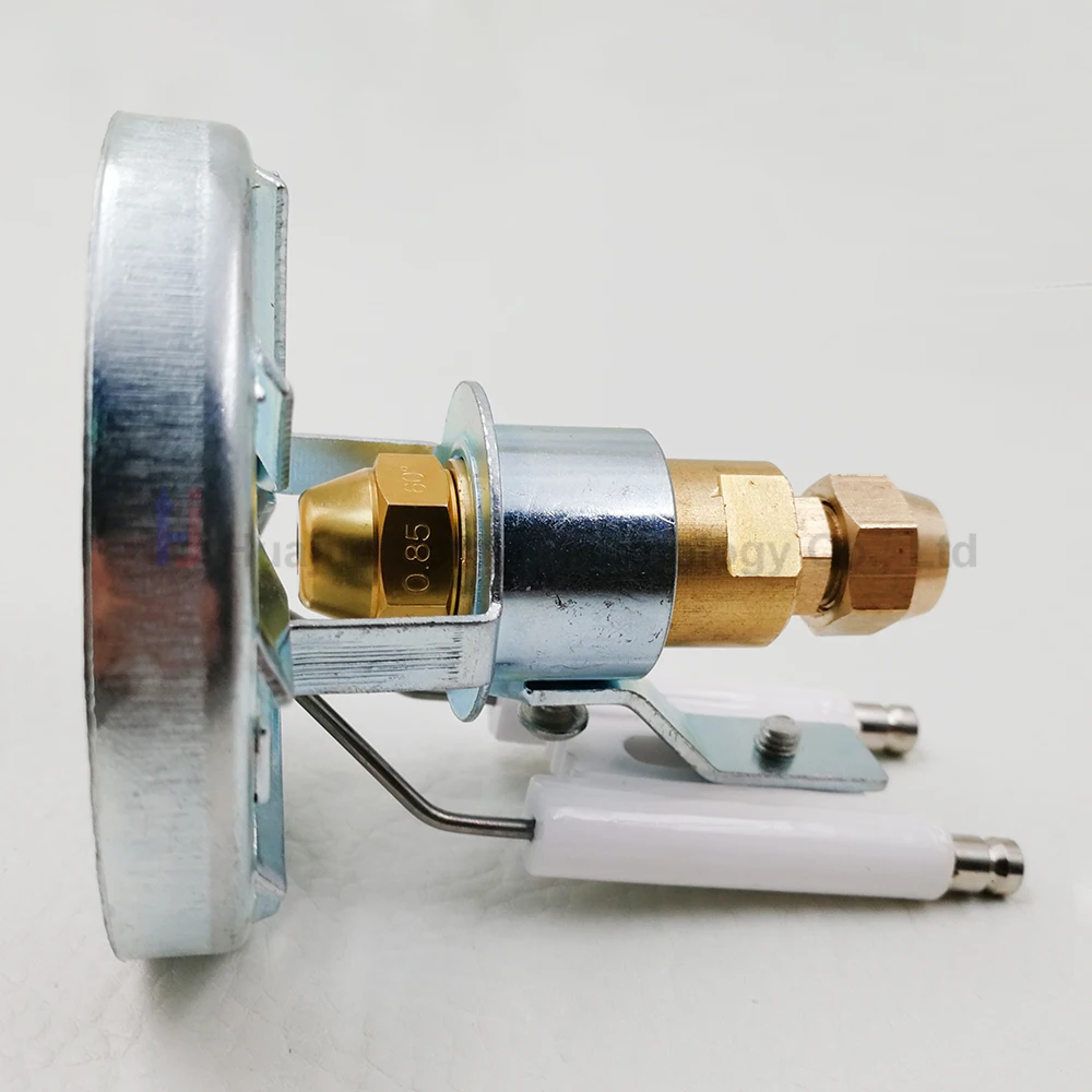 

60 degree solid atomization nozzle,fuel injector nozzle,burner flame ring,ceramic ignition needle,waste oil burner head