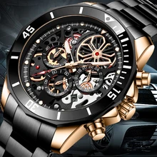 2021 nowych biznesmenów Watche LIGE marki luksusowe wszystkie stali wodoodporny zegarek dla mężczyzn moda z ażurową dekoracją kwarcowy zegar mężczyzna Montre Homme tanie i dobre opinie 22cm BIZNESOWY QUARTZ NONE 3Bar Składane bezpieczne zapięcie CN (pochodzenie) STAINLESS STEEL 13mm Hardlex Kwarcowe zegarki
