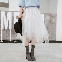 3 слоя Тюлевая юбка Для женщин сезон: весна–лето женские туфли-лодочки; цвет РОЗОВЫЙ, черный, белый цвет школьные длинная Плиссированная юбка с Высокая Талия