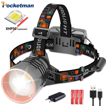

XHP50 powerful Headlight high power Led headlamp usb head lamp flashlight torch zoom Head light for Camping By 3*18650
