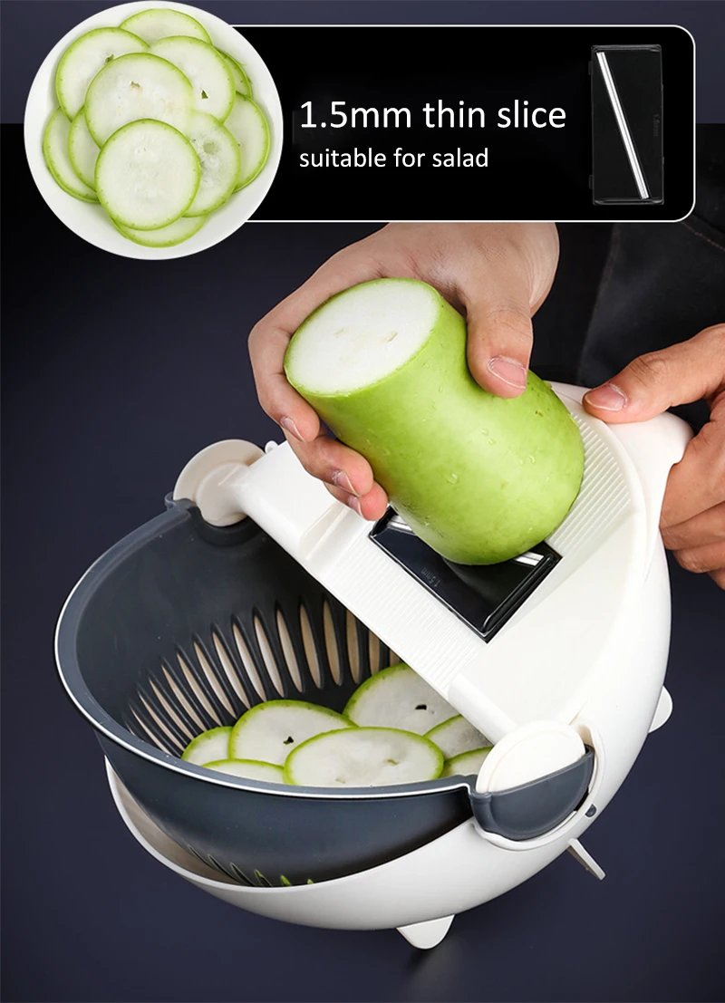 UKE многофункциональная профессиональная овощерезка, 9 сменных лезвий, овощерезка, корзина для хранения фруктов