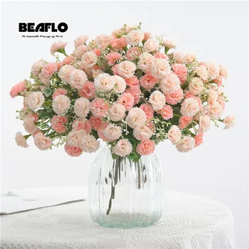

1 Bouquet Artificial Flowers Carnation Clove Silk Fake Flower with Leaves flores for DIY Home Garden Wedding Decoration