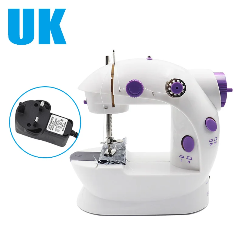 UK Sewing Machine Мини Швейные машины EU AU UK US Plug двойная скорость двойная нить электрическая автоматическая швейная машина - Цвет: UK Sewing Machine