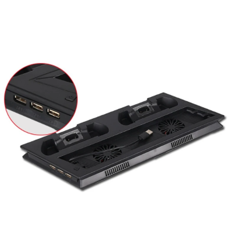 Вертикальная подставка с охлаждающим вентилятором для PS4 Slim/Pro/Обычная Playstation 4, зарядное устройство для геймпада зарядная док-станция с 3 портами USB Hu