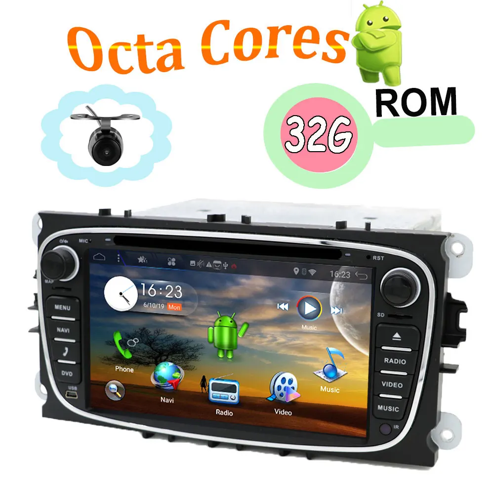 Bosion 2 Din Android 9,0 автомобильный dvd gps плеер стерео радио для Ford Mondeo Focus Встроенный gps+ Wifi+ Bluetooth+ USB+ SD
