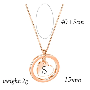 Tiny Heart Letter Pendant Necklace For Women Dainty Rose Gold Color A-Z Letter Stainless Steel Necklace Jewelry Gift 2