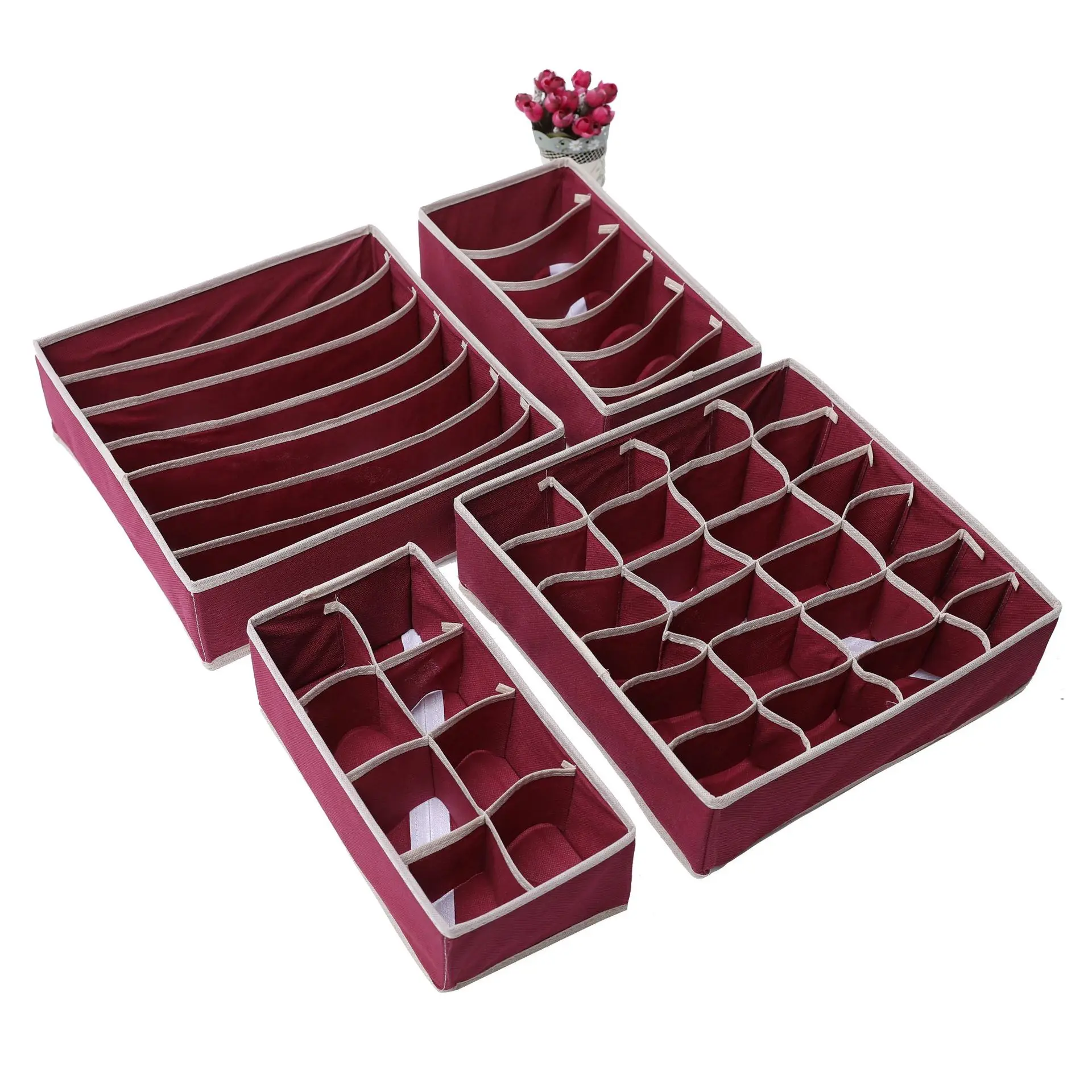 4PCS C Многоразмерный органайзер для бюстгальтера, нижнего белья, складная домашняя коробка для хранения, нетканый шкаф, ящик для шкафа, органайзер для шарфов, носков - Цвет: 4PCS C