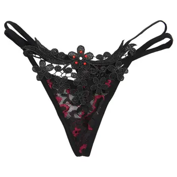 

Women Panties Sexy Lace Panties Thong Underwear T-back Panties G-String (Black)