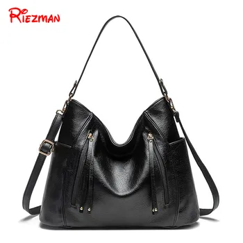 

Riezman Women's Handbag Messenger Bag Retro Large Capacity Leather Tote Handbag High Quality Casual Shoulder Bag Crossbody Bag