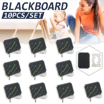 

10Pcs Blackboard 7.3x10cm Wooden Chalkboard Mini Wood Message Notice Board Party Decor with Bases Kids Writing Black Boards Toy