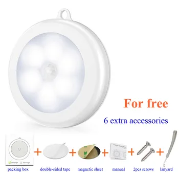

Wireless Round LED Light Motion Sensor Night Light Closet Stair Lamp Magnet Safe Hallway Bathroom Bedroom Kitchen cabinet Lights