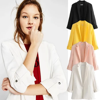 

blazers women clothing Long Sleeve 4 Colors Turn-down Collar ladies Coat Female 2019 Business Jacket Suit Coat Top Outerwear