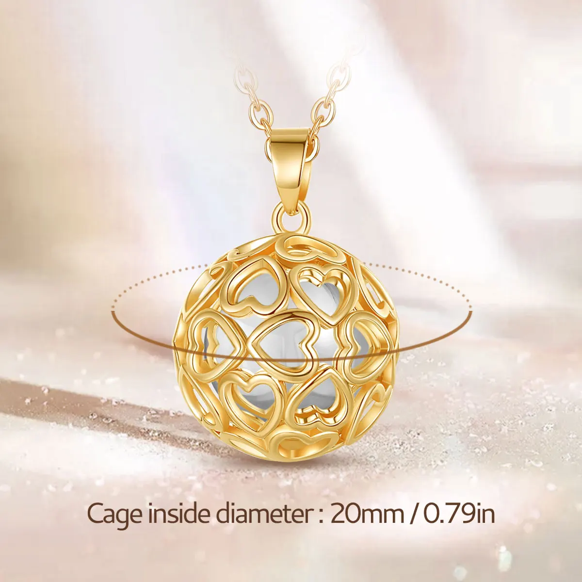 BOLA Collana Gravidanza Harmony Ball – Ciondolo Musicale Con Catena Ad Ala D'angelo, 114 Cm, Oro - 5