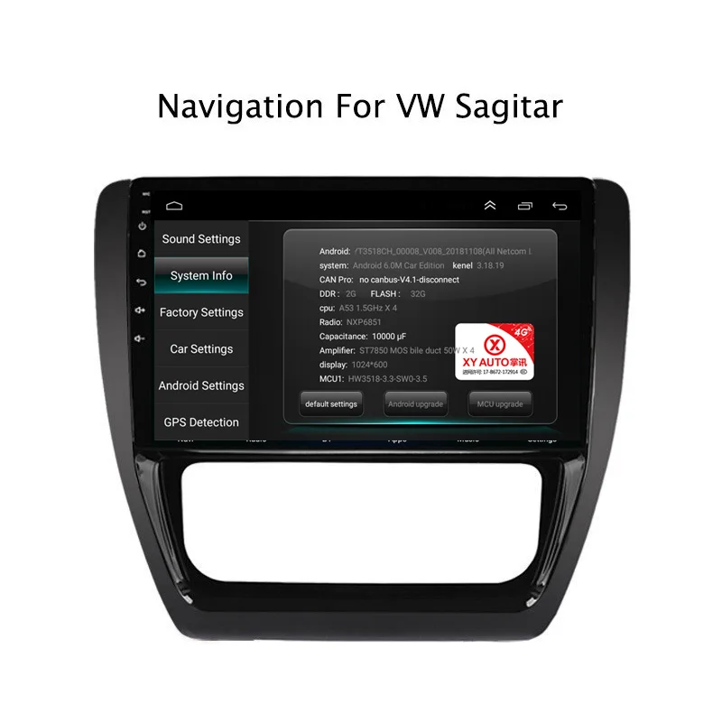 Excellent 10.1Inch Android 8.1 Car DVD GPS Navigation Player For VW Sagitar 2012 2013-2018 4G LTE with SIM Card Slot 2DIN Car Radio Stereo 5