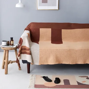 

Geometric Printed Sofa Bed Throw Blanket Cotton Knitted Chair Bedding Cover Travel Bedspreads Deken Sofa Towel Tapestry Plaids