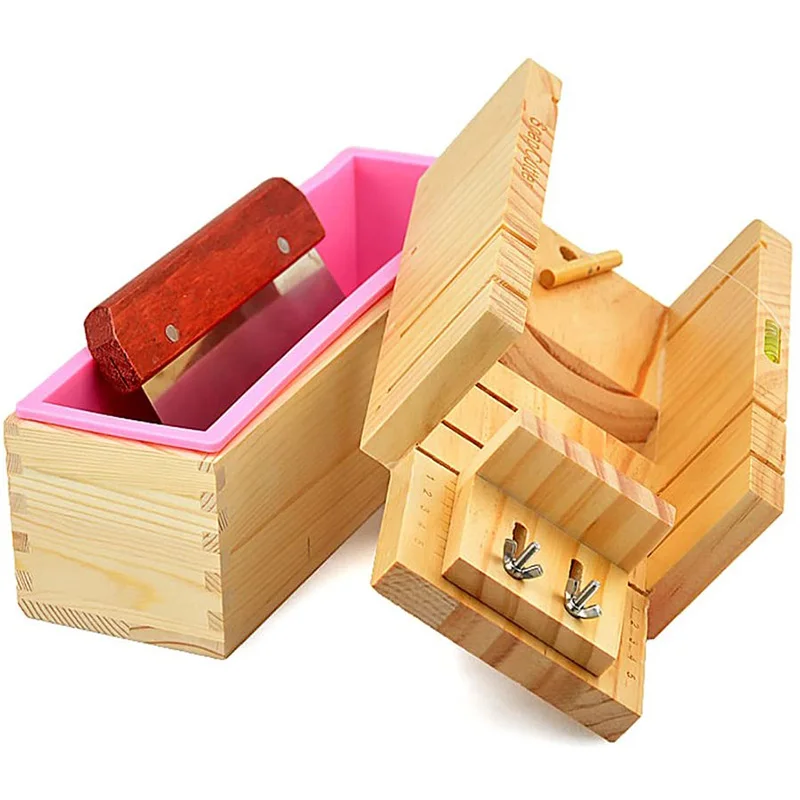 Adjustable Wood Soap Cutter Box Wire Cutter Slicer Rectangle Silicone Soap Loaf MouldSoap Molds