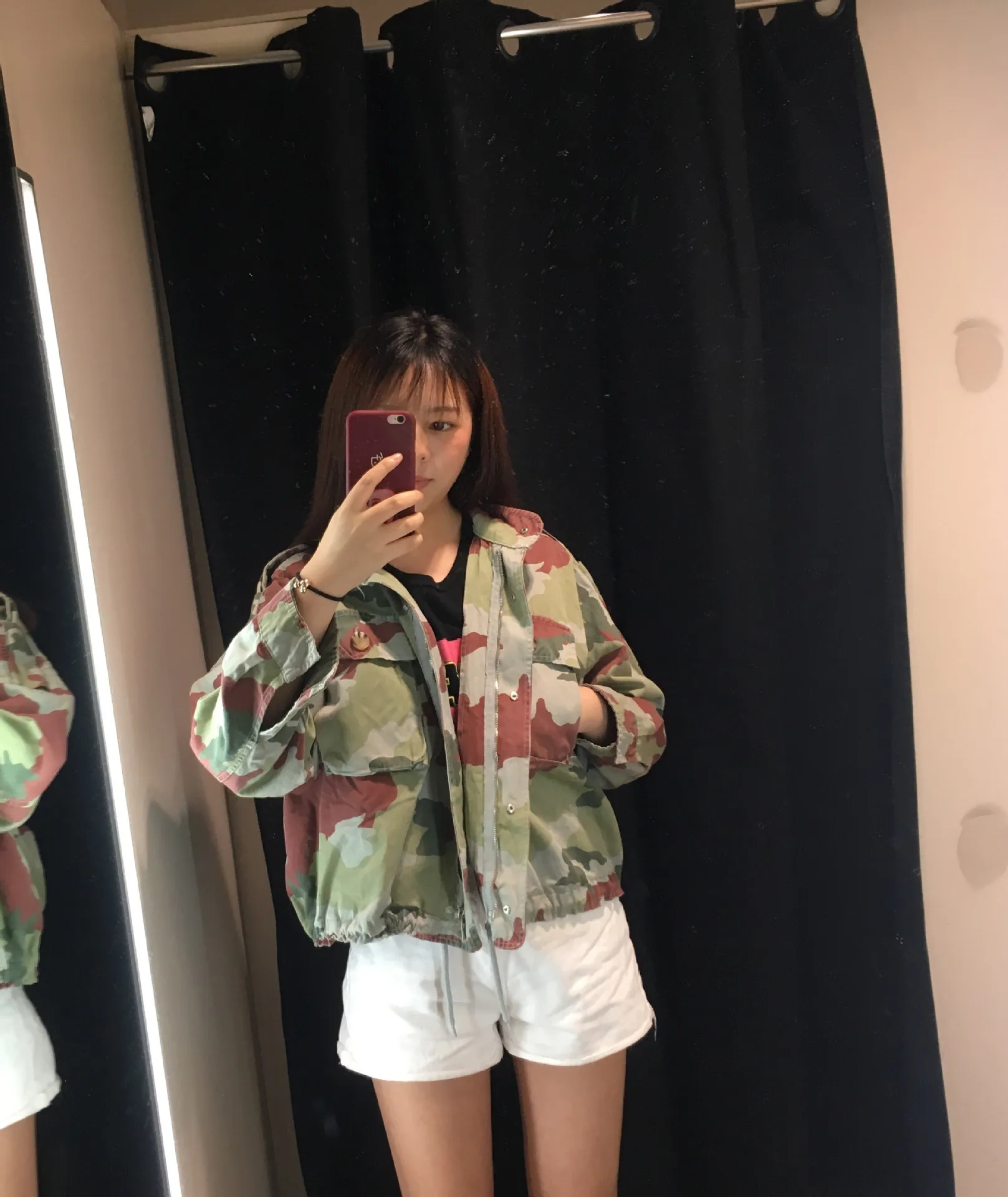 

Ec59 Women's Camouflage Pattern Stand Collar Jacket Oversize Coat Casual Style