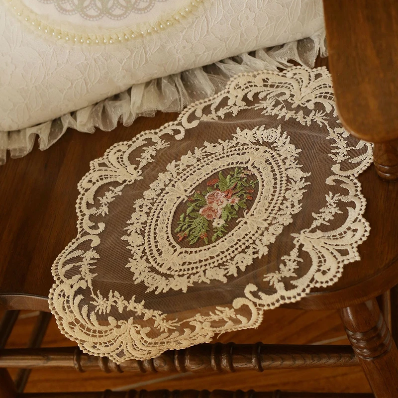 Embroidered Lace Placemat Dining Table Kitchen Insulation Mat Heat-resistant Pad