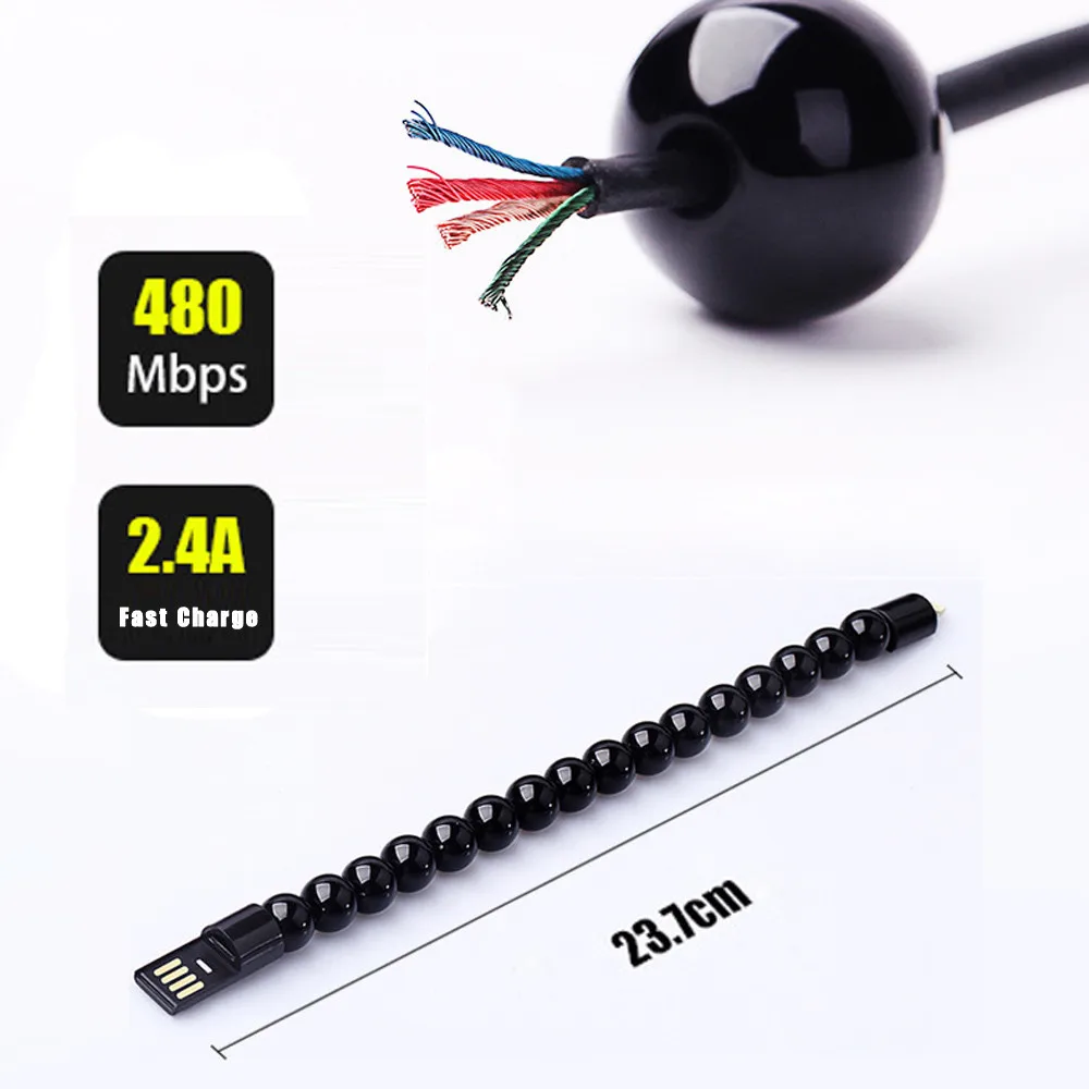 Креативный Usb type-c 0,2 м браслет с бусинами для быстрой зарядки samsung для huawei зарядный провод Xiaomi Мобильный телефон