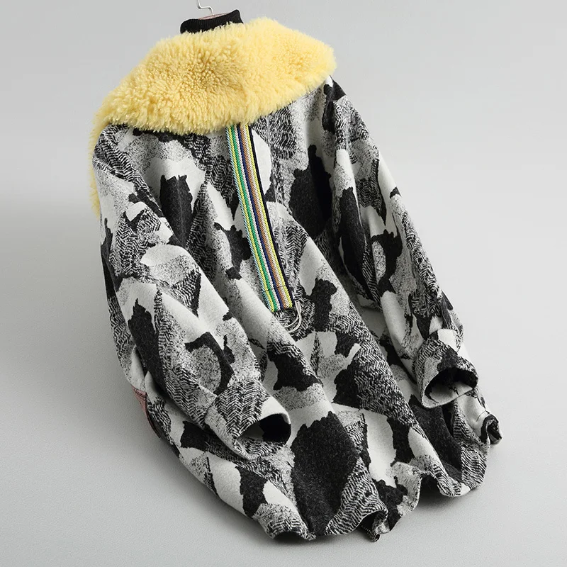 Роскошное женское Шерстяное и хлопковое пальто теплое зимнее Женское с