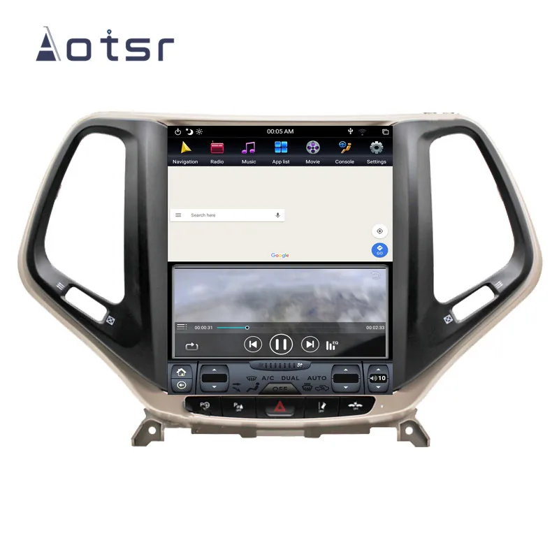 Android 8,1 Tesla стиль DVD мультимедийный плеер gps навигация для JEEP cherokee- автомобильный Радио плеер Авто Стерео головное устройство