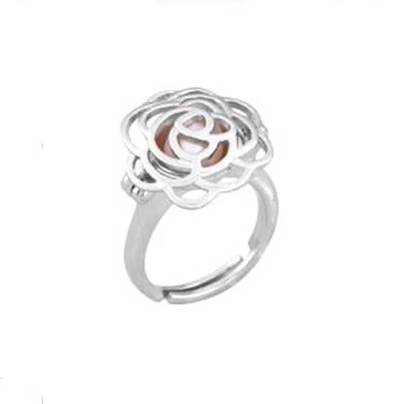 

Can Open & Hold 7.5 MM Pearl Gem Stone Bead Cage Ring Fitting, 18kgp Camellia Flower Ring Adjustable Size