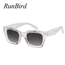 RunBird, винтажные негабаритные прозрачные солнцезащитные очки, женские ретро дизайнерские Черепаховые Солнцезащитные очки с заклепками, 5442