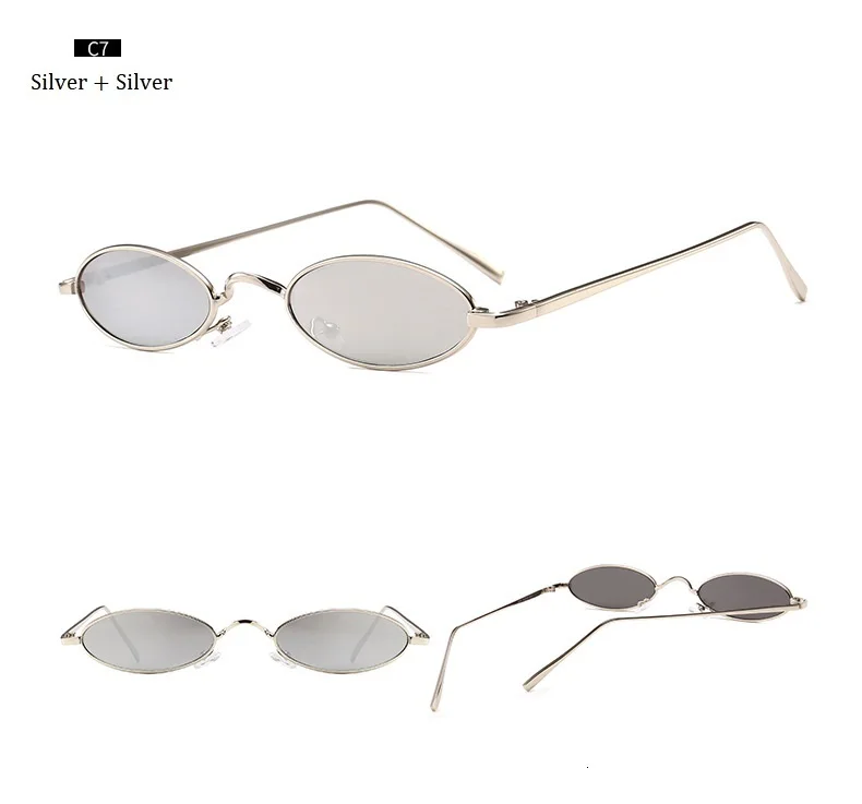 2018 винтажные Ретро маленькие овальные солнцезащитные очки мужские женские золотые металлические рамы зеркальные оттенки круглые яркие