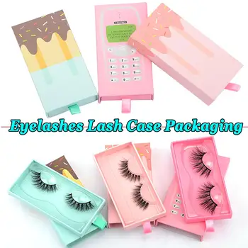 

Cute Ice Cream Shape Eyelashes Lash Case for False Eyelashes Packaging Box Empty Eyelash Storage Container Box Makeup Tools