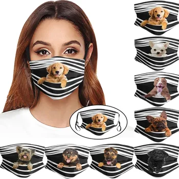 

General Dogs Mask With Design Prints Breathable Washable Mask Face Cover Filter Can Be Placed Face Mask Reusable Bandanas#YL5
