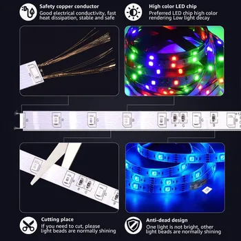 

5V USB Power bluetooth LED Strip Light 2835 RGB 60 LED/M remote Controller mini 3 key TV Backlight Flexible Light Tape easy crop