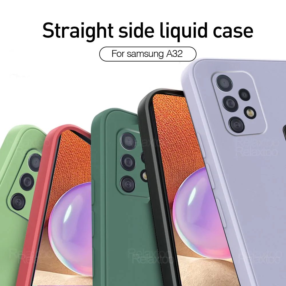 Мягкий силиконовый матовый противоударный чехол с прямыми краями для Samsung A 52S 22 42