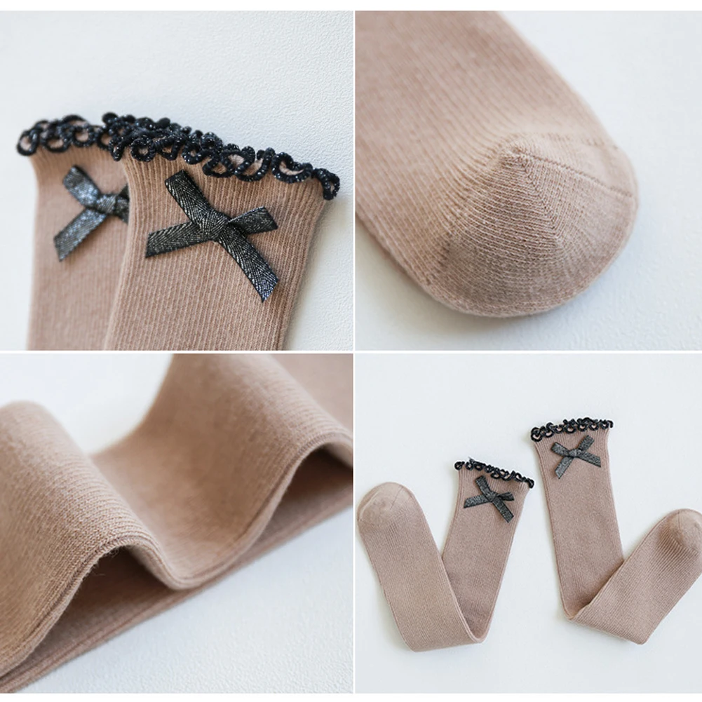 Новинка года; детские чулки; сезон осень-зима мягкие хлопковые чулки с бантом для маленьких девочек Теплые однотонные чулки ярких цветов От 1 до 6 лет