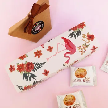 

20pcs Cookie Paper Box Candy Nougat Packing Boxes Flower Flamingo Paper Box Birthday Party Supplies