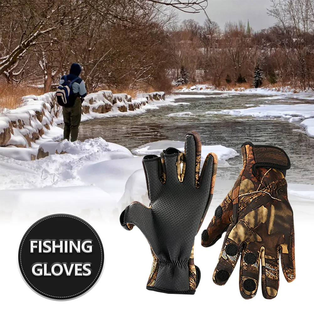 

Winter Fishing Gloves Outdoor Waterproof Three Or Two Finger Cutting Non-Slip Gloves Climbing Camping Hiking Riding Driving Glov