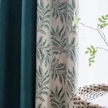 

Nordic-Style Plant Fresh Cashmere-like Shade Cloth Curtains for Bedroom Living Room Luxury Curtains Blackout Curtains