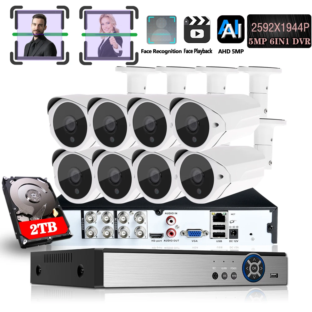 Камера видеонаблюдения 6 в 1 8 каналов UHD 5 МП AHD | Безопасность и защита