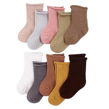 

5Pairs/Set Newborn Infant Kids Baby Boy Girl Socks Solid Candy Color Cotton Soft Short Ribbed Socks For All Season 0-9Years