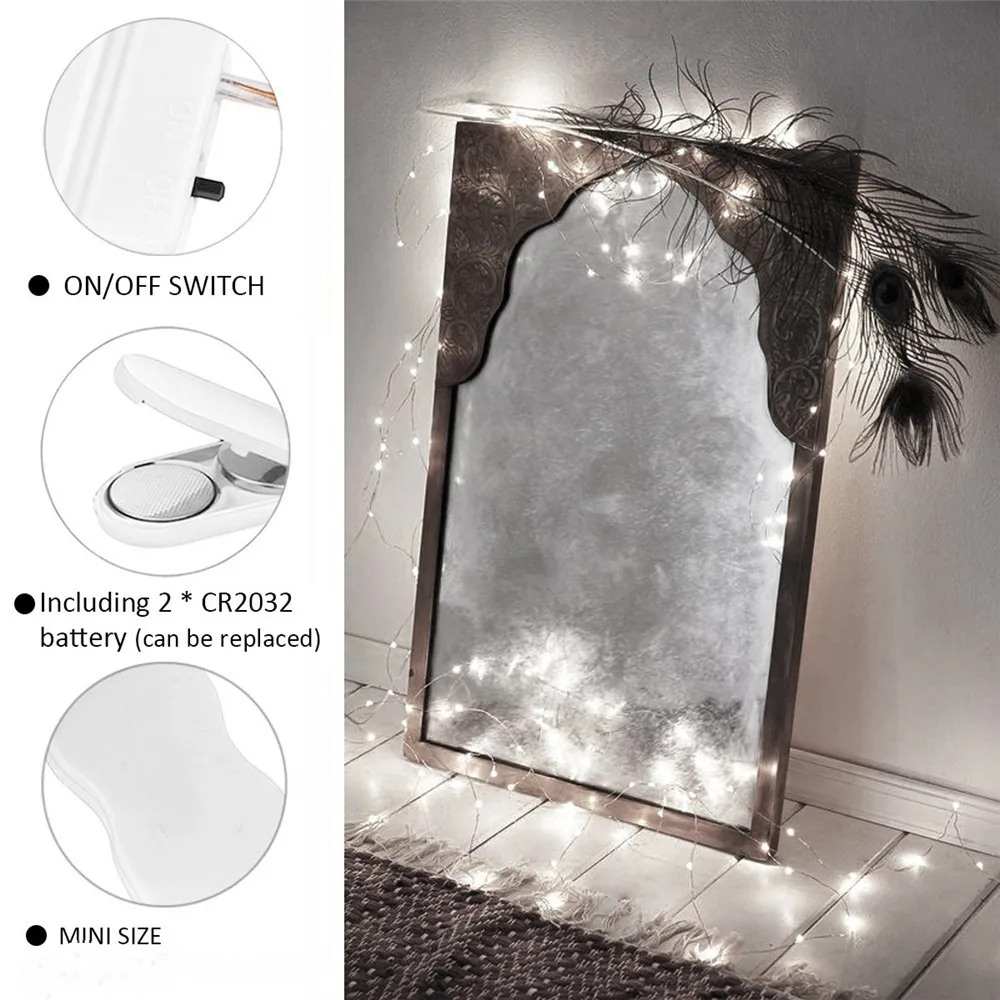 20pcs/lot 5M 50 Micro Starry LED String Light Battery Powered Waterproof Silver Wire light for DIY Wedding Party Home Decoration