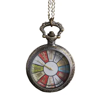 

Couple Pocket Watch Window Grille Retro Pocket Watch Retro Quartz Hanging Table Commemorative Table Relogio