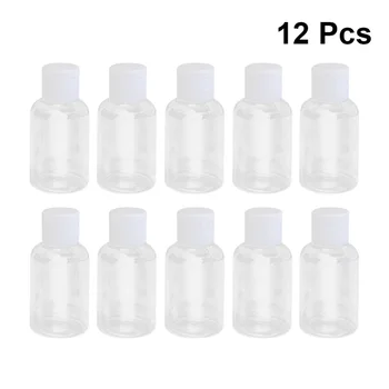 

12Pcs 50ml Empty Plastic Sample Bottle Container Jar Pot Vial with Flip Lid Perfect for Emollient Water Shower Gel Emulsion (Cap