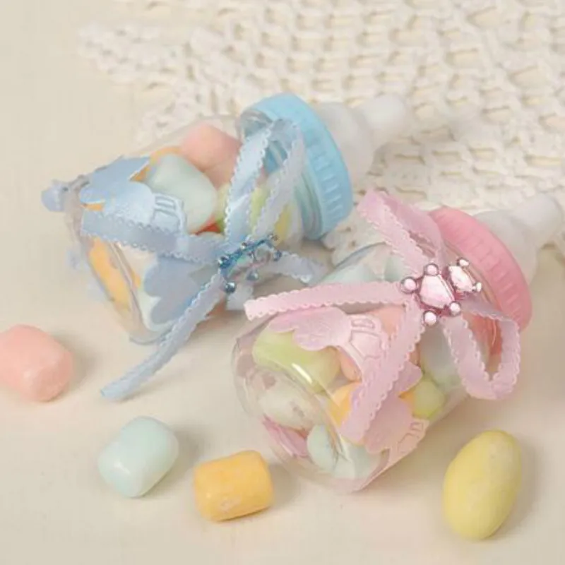 12 girls baby shower accessories chocolate candy bottle baptism preference Christmas Halloween party gift box plastic boxLB10193